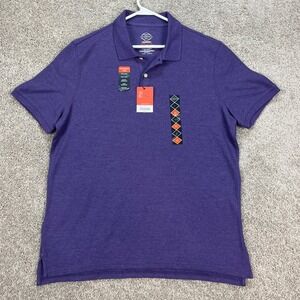 St Johns Bay Mens Performance Polo Shirt Purple Quick Dry Easy Care Size L NEW